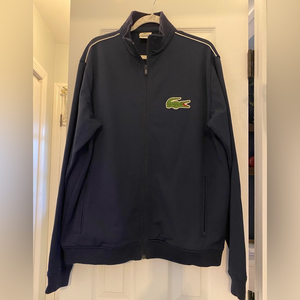 Lacoste France Vintage Men’s Size 8 Navy Zip Track Jacket Green Crocodile Logo